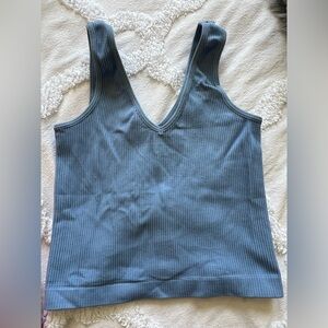 Women's Blue Ribbed Tank Top